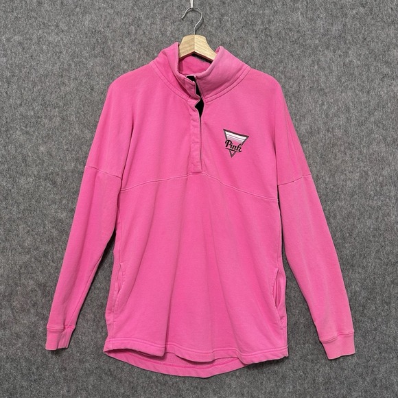 Victoria's Secret Tops - Victoria's Secret Pink Half Zip Pullover Sweatshirt Pink Women's Small